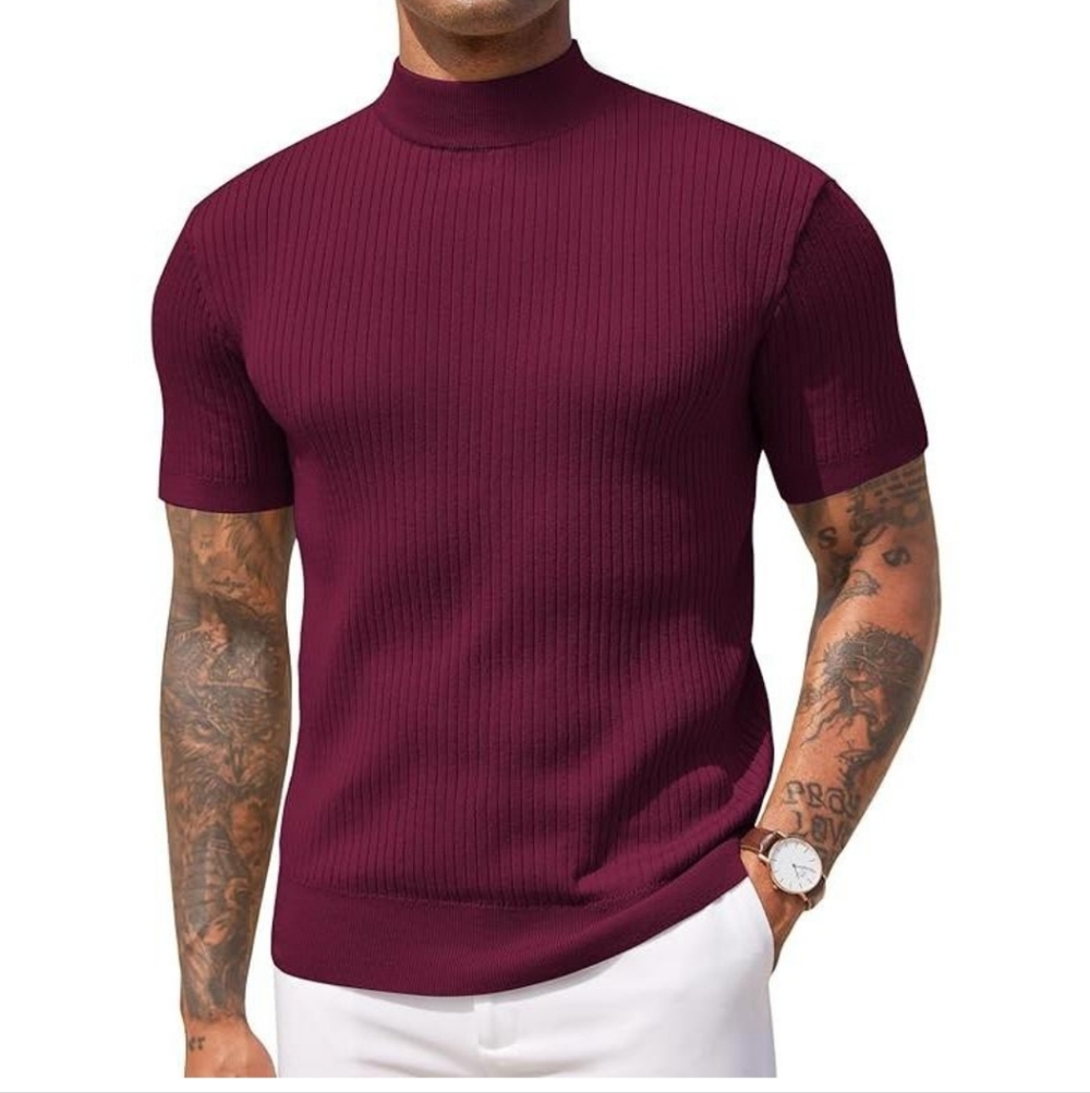NWT Coofandy Mockneck Short Sleevs Ribbed Sweater Size M